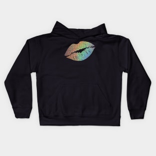 Holographic Rainbow Ombre Faux Glitter Lips Kids Hoodie